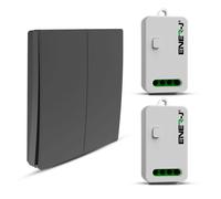 ENER-J 2 Gang Wireless Kinetic Switch, Black + 2 units of 500W RF Receiver