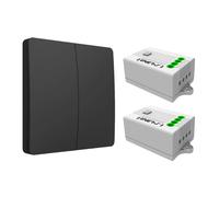 ENER-J 2 Gang Wireless Kinetic Switch, (Black Finish) + 2 x 500W RF Receiver