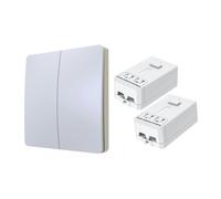 ENER-J 2 Gang Wireless Kinetic Switch Dimmable/Non Dimmable, White (Pro Range) with 2 X 500W RF Non-Dimmable Receiver Modules