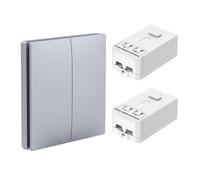 ENER-J 2 Gang Wireless Kinetic Switch Kit with 2 500W RF Receivers in Silver ENER-J Silver