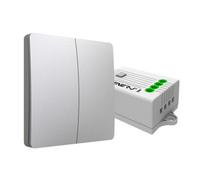 Ener-J 2 Gang Wireless Kinetic Switch, (Silver Finish) + 2 X 500W Rf Receiver