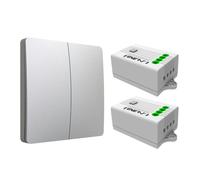 ENER-J 2 Gang Wireless Kinetic Switch, (Silver Finish) + 2 x 500W RF Receiver