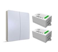 ENER-J 2 Gang Wireless Kinetic Switch (white body) + 2 x 500W RF Receiver
