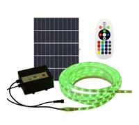 Ener-J 20 Meter Solar Led Strips With Silicon Cover, Ip65, 6V 12W Solar Panel With 12000 Mah Battery, Remote Included. Rgb