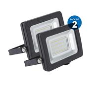ENER-J 20 Watts LED Floodlights Non PIR Slim Line Black Body with 2 Years Warranty 6000K (Pack of 2)