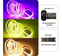 ENER-J 24V RGB+CCT COB LED Strip Lights, 5 Meter Roll (With Power Supply and Remote Controller)