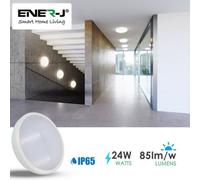 Ener-J 24W Round Led Ceiling Bulkhead Light With Motion Sensor Ip54 4000K
