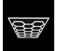 Ener-J 255W Hexagon RGBIC LED Garage Ceiling Light, 14 Hexagon Frame Design, Remote Control Showroom Kit