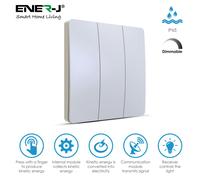 Ener-J 3-Gang Wireless Kinetic Light Switch, White, Self-Powered, IP65 Waterproof (Pro Series)