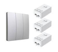 ENER-J 3 Gang Wireless Kinetic Switch & 3 Receivers 500W Silver ENER-J Silver