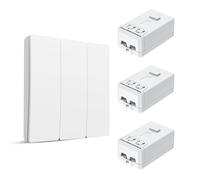 Ener-J 3-Gang Wireless Kinetic Switch & 3x 500W RF Receiver Kit, White, Battery-Free Multi-Zone Control