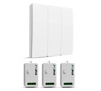 ENER-J 3 Gang Wireless Kinetic Switch (white body) + 3 x 500W RF receiver in White ENER-J White