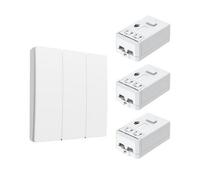 Ener-J 3 Gang Wireless Kinetic Switch, White+Non Dimmable + Wi-Fi 5A Rf Receiver