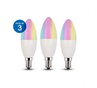 Ener-J 3 Pack 4.5W E14 Led Candle Bulb Base Smart Wifi Rgb +Cct Changing, App & Voice Control