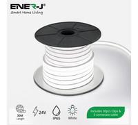 Ener-J 30M 24V Flexible Silicone Neon Led Strip Ip65 10X10mm 120 Led Per Metre 7W White
