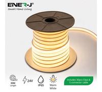 Ener-J 30M 24V Silicon Neon Flex Led Strip 10X10mm Warm White 210W