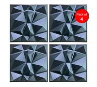 ENER-J 3D PVC Wall Panel Faceted Diamond Design Black Size 500x500x1mm (Pack of 4) ENER-J Black