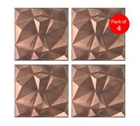 ENER-J 3D PVC Wall Panel Faceted Diamond Design Red Copper Rust 500x500x1mm (Pack of 4) ENER-J Red