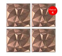 ENER-J 3D PVC Wall Panel, Faceted Diamond Design, Red Copper Rust, Size: 500x500x1mm | Pack of 4