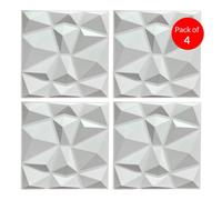 Ener-J 3D Pvc Wall Panel Faceted Diamond Design White Size 500X500X1mm (Pack Of 4)