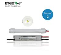 ENER-J 3W LED Non-Maintained Emergency Downlight 5500k Daylight White, IP20 Rated, 33-35mm Cut out, 3Hr Emergency Duration, White Rim - Pack of 2