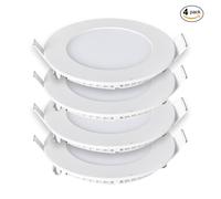 ENER-J 3W Recessed Round LED Mini Panel 85mm diameter (Hole Size 70mm), CE Driver, 90 Lm/Watt, RA 80, 4000K (Pack of 4) ENER-J White 25 cm diameter x 19 cm high