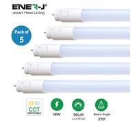 ENER-J 5 Pack T8 LED Tube 120cm 18W CCT Switchable Warm Cool Daylight in White ENER-J White
