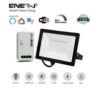 Ener-J 50W Led Floodlight Pre Wired With 500W Rf + Wifi Receiver + 1 Gang Wireless Kinetic Switch (White Body)