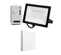 ENER-J 50W LED Floodlight wired with (WS1055) Non Dimmable 5A RF Receiver + 1 Gang Wireless Switch (White)