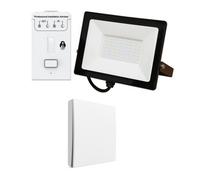 Ener-J 50W Slim Led Floodlight With 500W Rf, Wifi Receiver And 1 Gang Wireless Kinetic Switch White 50W
