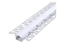 ENER-J 51.3mm x 12.5mm Recessed Plasterboard Trimless Aluminium LED Profile with Flange for Drywall - 2m Kit (1mm Thickness) (Pack of 4)
