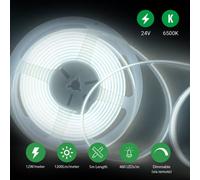 Ener-J 5M Dotless Cob Led Strip Kit 480 Leds Per Metre 24V Dimming Controller Uk Plug 6500K Cool White