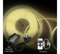 ENER-J 5m LED COB Strip 480L/M 24V, 3000K with RF Dimmer and 25W Plug & Play Power Supply