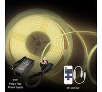 Ener-J 5M Led Cob Strip Light 320 Leds Per Metre 24V 3000K With Rf Dimmer And 25W Power Supply