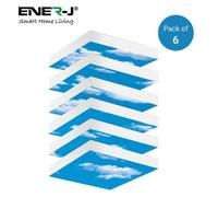 ENER-J 6 unit set of 40W SKY LED Ceiling Panels 60x60cms with 6 x Foldable Screwless Mounting Frame Kit