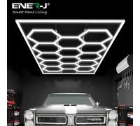 ENER-J 600W Car Showroom Lights with 14 Hexagon design with frame CCT switchable through on Off-switch in White ENER-J White