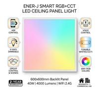 ENER-J 600x600mm RGB+CCT Smart Backlit Panel 40W w/ Remote in White | Size: 10 inches ENER-J White 10 inches