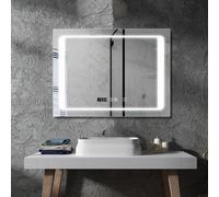 Ener-J 60X80Cm Led Bathroom Mirror With Bluetooth Speakers, Dimmable Cct And Anti-Fog Demister, Rectangular Smart Mirror