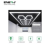 ENER-J 632W Designer Ceiling Lights with Frame 10 Hexagons & border in White ENER-J White