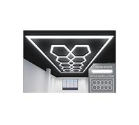 Ener-J 632W Designer LED Ceiling Light with Frame, 10 Hexagon Grid with Border, Commercial Interior Lighting