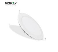 ENER-J 6W Recessed Round LED Mini Panel 120mm diameter (Hole Size 105mm), CE Driver, 90 Lm/Watt, RA 80, 3000K (Pack of 4) in White ENER-J White