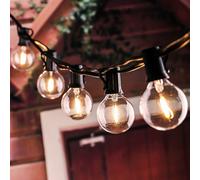 Ener-J 7.6M Solar Outdoor String Lights With 25 G40 Leds, Usb Rechargeable, Ip64 Waterproof, Warm White For Garden & Patio Parties