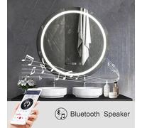 ENER-J 70 cms Round Bathroom Mirror with Bluetooth Speaker in White ENER-J White