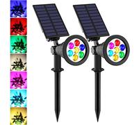 ENER-J 7W Solar Spike Garden Light, 1800 mAh battery, 5.5V 1.5W Solar Panel, IP44, RGB (Pack of 2) in White | Size: 25 cm diameter x 19 cm high ENER-J White 25 cm diameter x 19 cm high