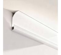 ENER-J Aluminium Skirting Profile Rounded Edge 71.3mm 3m Pack of 4 Silver in White ENER-J White