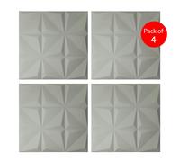 ENER-J Artistic 3D Geometric Relief PU Leather Wall Panels - 60x60cm, 20mm Thickness Size: 600 x 600 mm (Pack of 4)