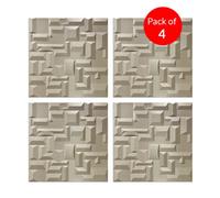 Ener-J Artistic 3D Grid Pu Leather Wall Panels 600X600mm (Pack Of 4)