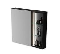 Ener-J Black Aluminum Led Mirror Cabinet Sleek Rectangular Design 75X68 Cm