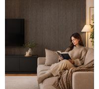 Ener-J Britwall Acoustic Wall Panels Warm Brown 2400 X 600 X 21 mm Wood Effect Pack Of 2
