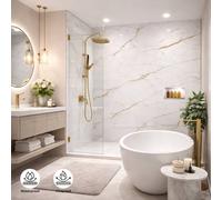 ENER-J BRITWALL Carrara Marble PVC Shower Panel 2400×1000×10mm Matt in White ENER-J White